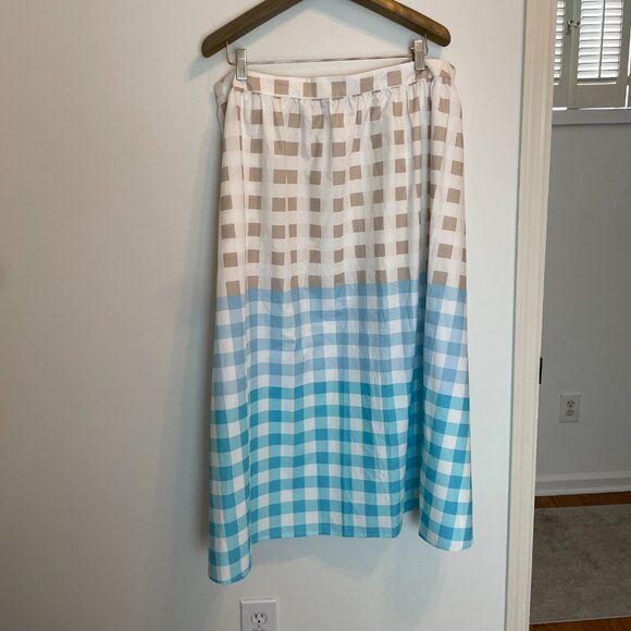 MING WANG Gingham Plaid A-Line Gathered Midi Skirt \\ XL - Picture 8 of 10
